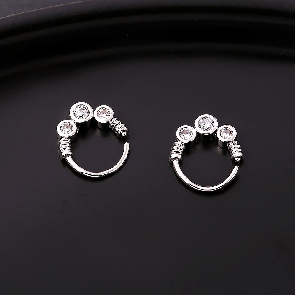 跨境锆石鼻环 创意个性圆形鼻中隔耳骨环 人体穿刺饰品外贸货源