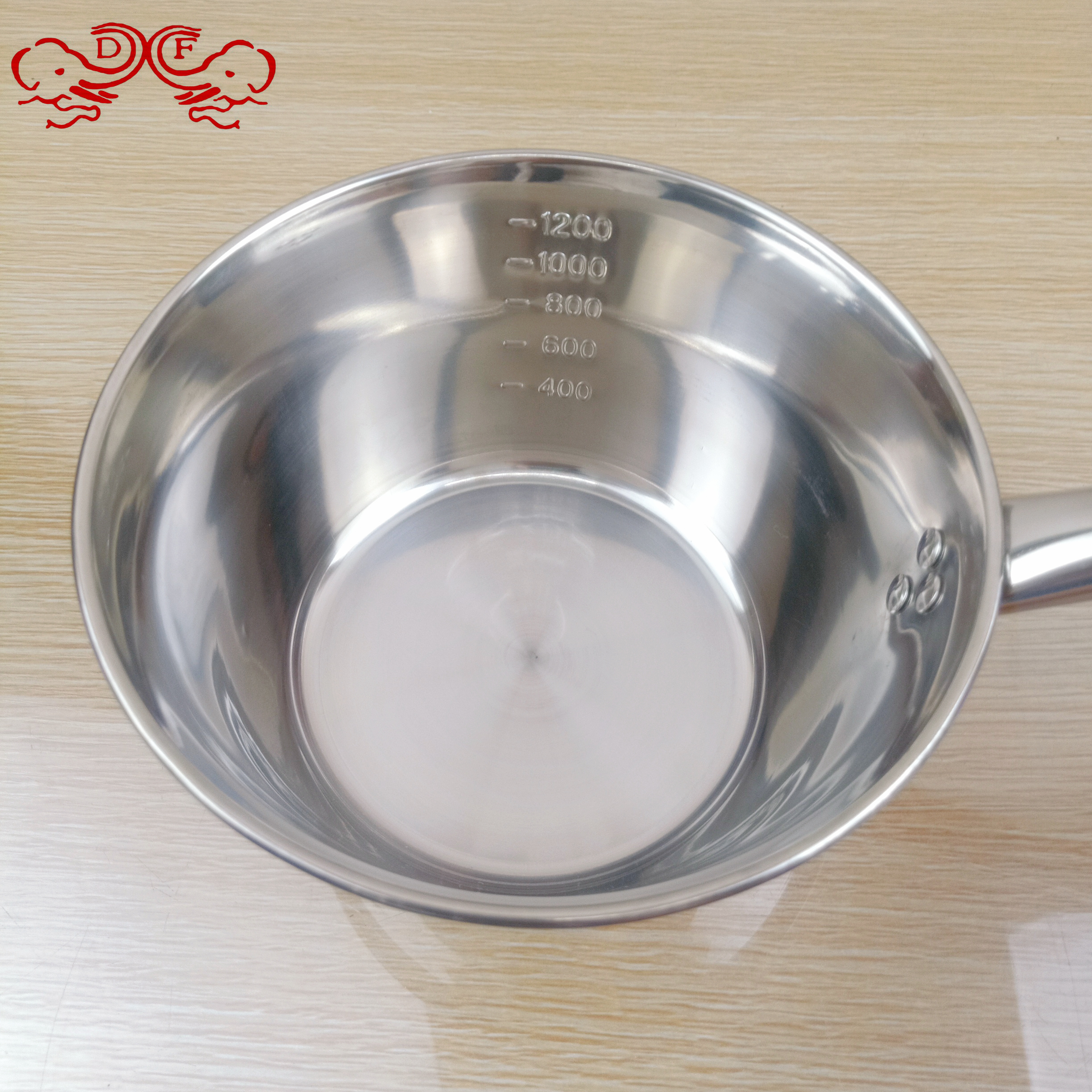 DF68869 stainless steel water spoon with long handle, kitchen ladle, water shell with scale, thickened, commercial soup spoon, canteen long handle porridge spoon, DF TRADINGHOUSE Item Picture