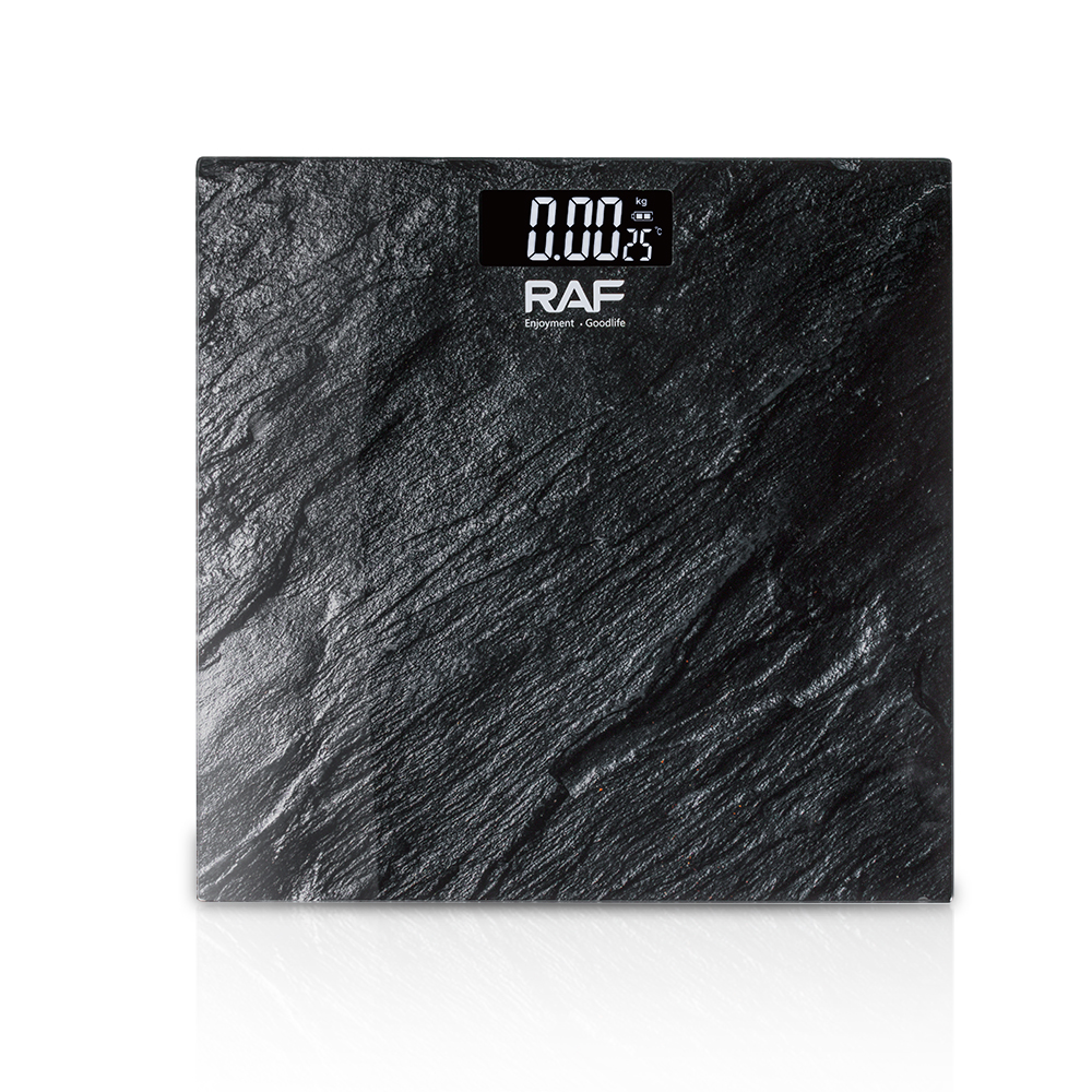 RAF多功能电子秤家用电池款跨境体脂秤钢化玻璃人体秤称重计细节图