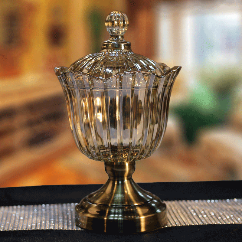 Glass fruit plate, crystal glass fruit plate, glass vase, crystal glass candy jar, high-end European-style piggy bank, glass candy jar, Yangxuan TG512 pic 5