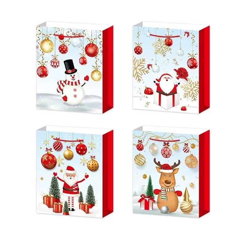 2025年新款圣诞手提纸袋 高档白卡创意撒粉礼品袋精美金粉耐用礼品纸袋详情1