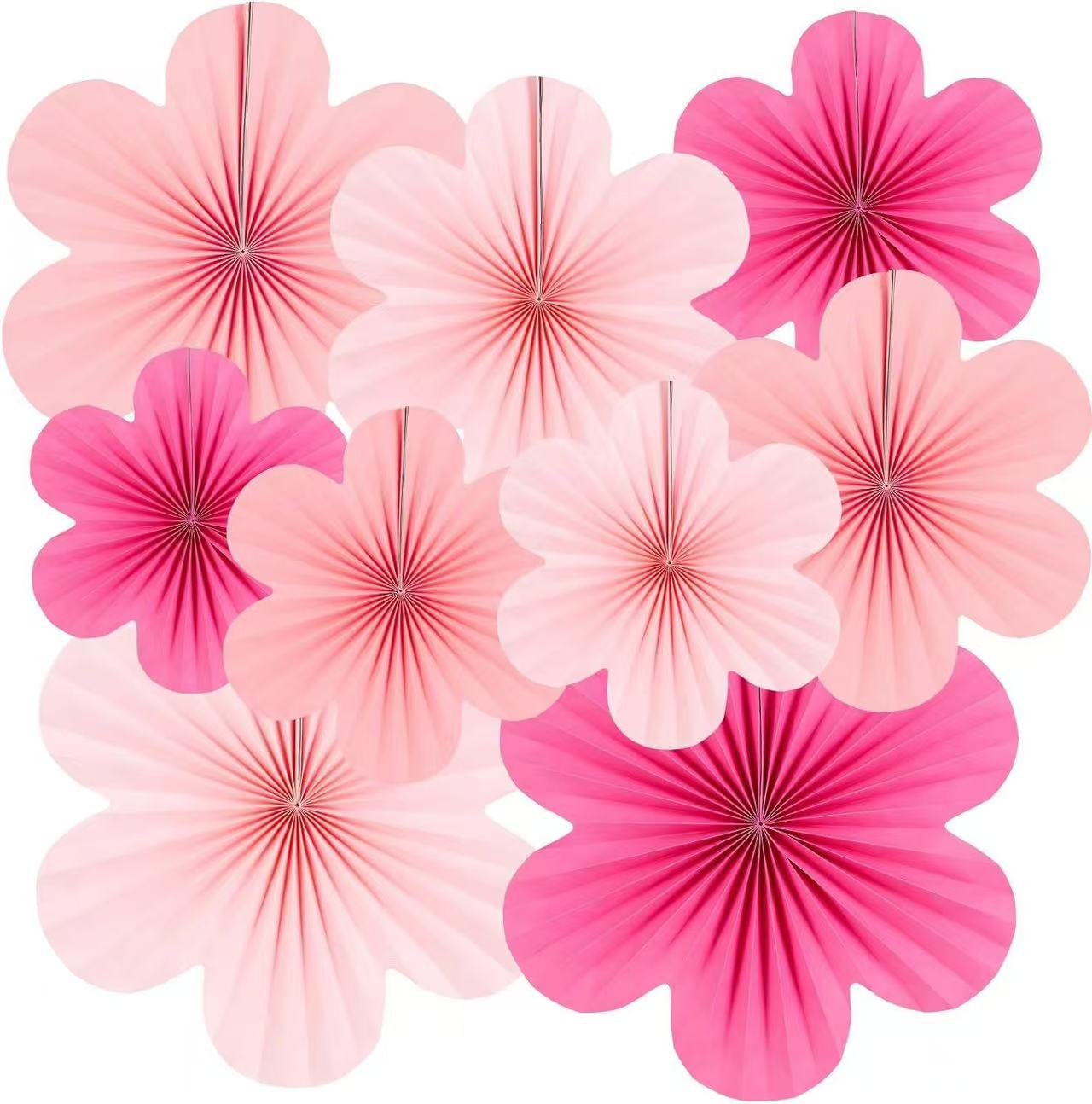 New wall flower-shaped paper fan flower decoration, birthday party window, background wall decoration, paper fan hanging decoration, jewelry store, shopping mall, store, kindergarten paper fan decoration, Christmas scene arrangement, wonderful decoration Specification image