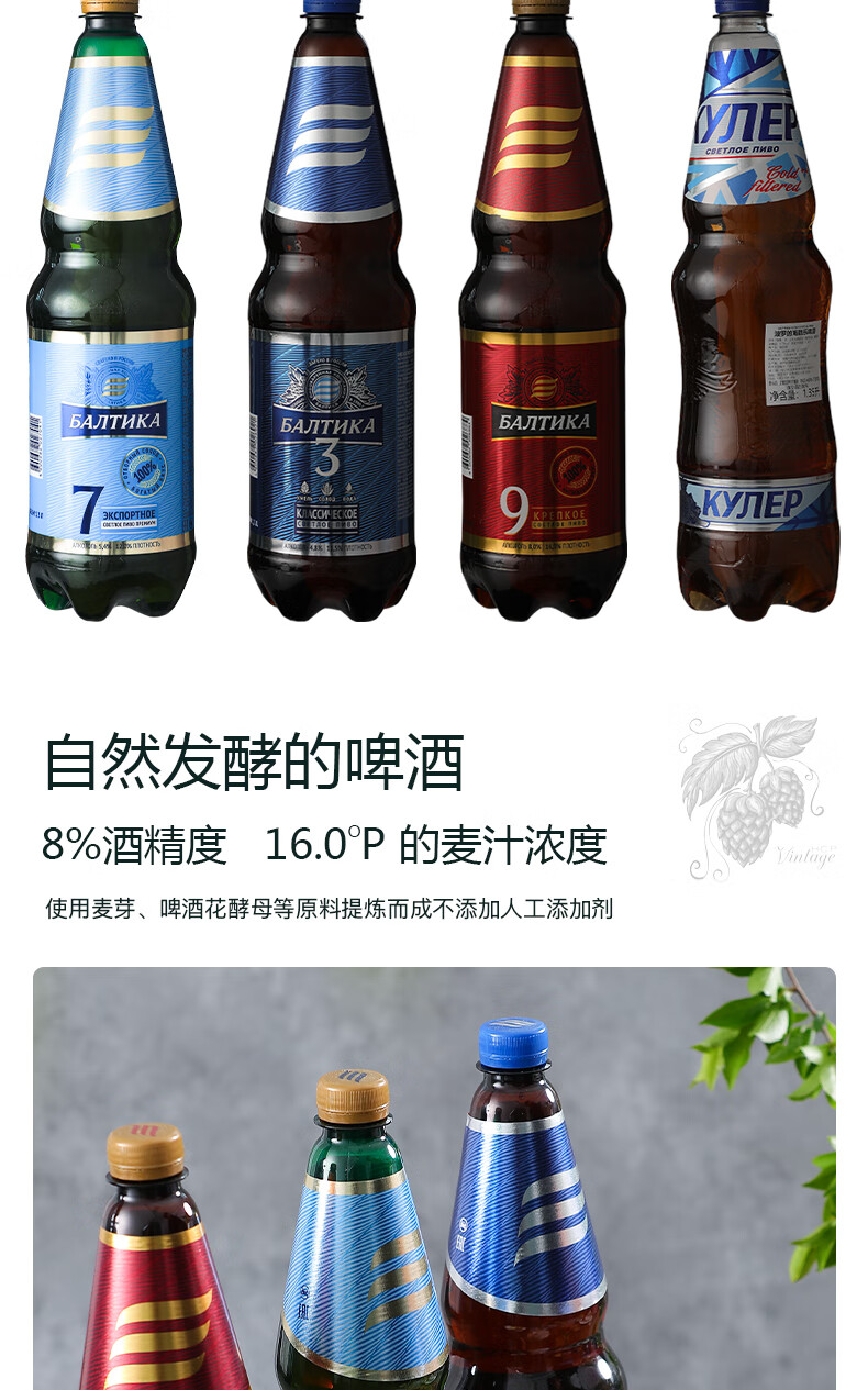 包邮批发！俄罗斯波罗的海3号古典啤酒1.3L详情5