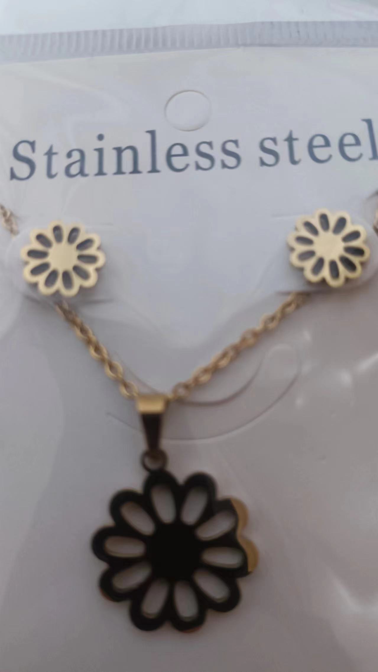 华贝儿不锈钢饰品跨境欧美流行饰品珠宝首饰项链耳环MA029图