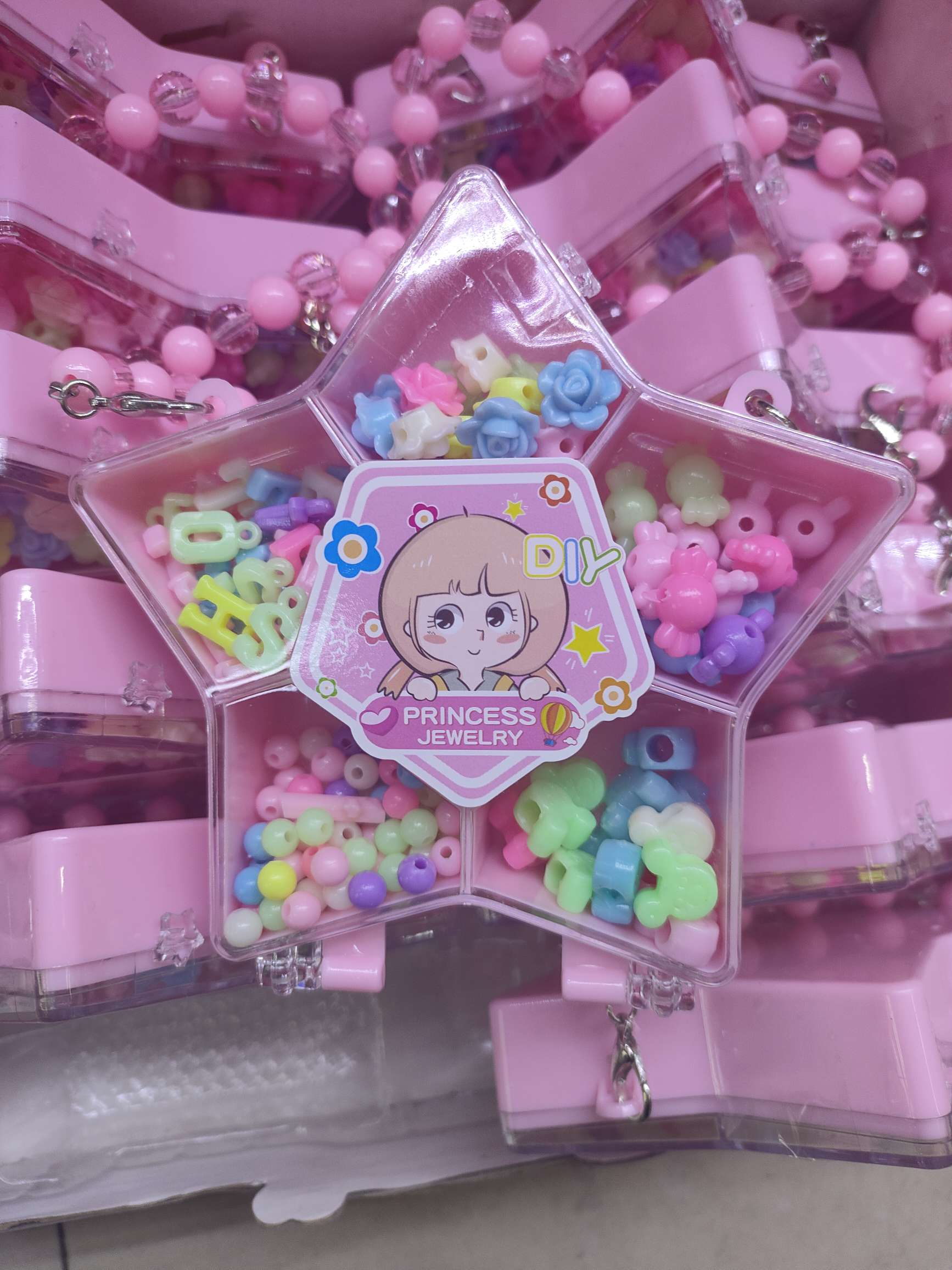 五角星/花朵/爱心串珠玩具盒提包,3款清装不混装.5.05元/个，12个/盒，18盒(216个)/箱。新款热销高档玩具详情图4