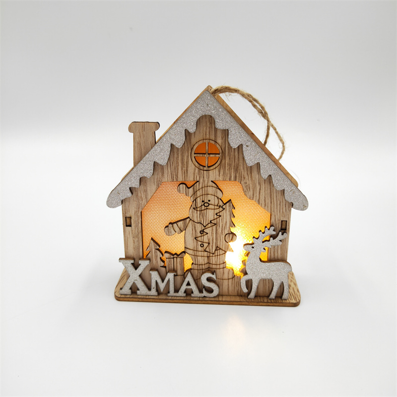 Decoraciones navideñas de madera colgantes luminosos de madera nuevos colgantes navideños recortados LED colgantes decorativos de madera colgantes navideños Application Scenario