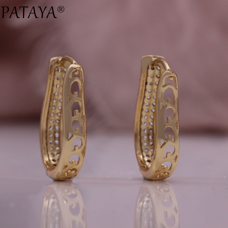 U-shaped earrings are directly supplied by the manufacturer. Russian purple gold jewelry is fashionable and popular. Round earrings for women, rose gold inlaid with zircon. Earrings are directly supplied by the manufacturer for wholesale