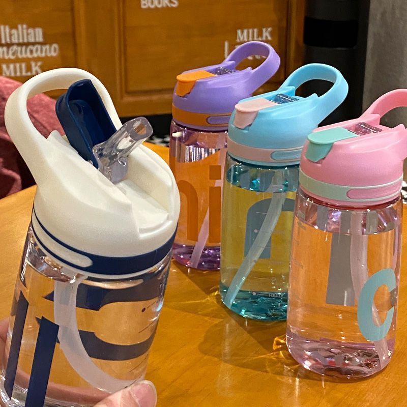 S150-TY-0815 New simple pop-up plastic cup with straw cup Outdoor sports with graduated children's water cup details Picture