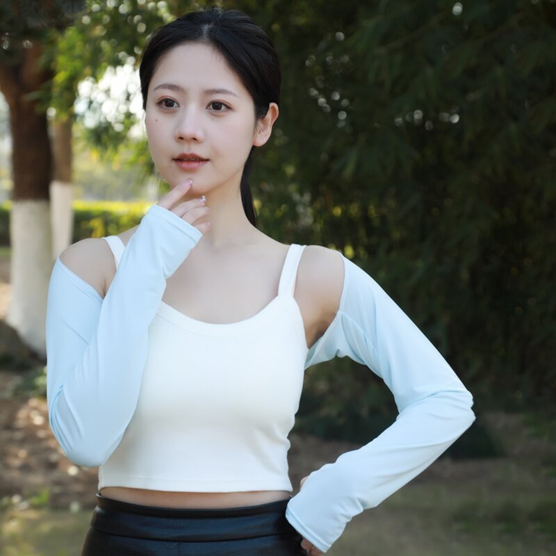 X跨境护肩款冰袖衣防晒衣户外防晒披肩夏季防紫外线一体冰丝袖套详情4