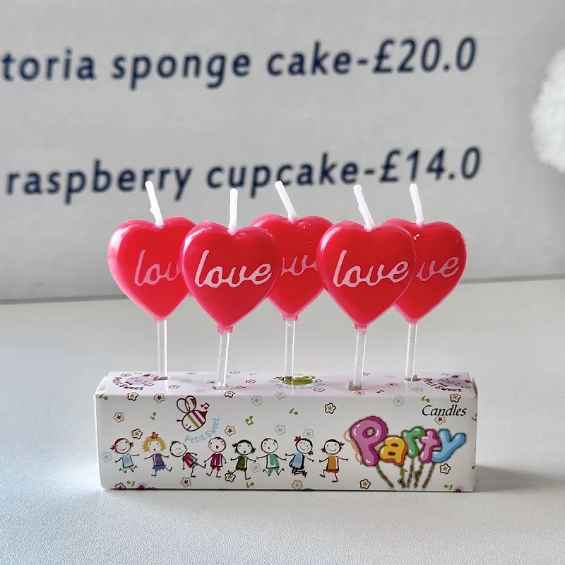 LOVE Heart-shaped candle Cake Decoration plugin Birthday Candles Dessert Counter Baking Decoration Birthday Candles Candles Scented Candles Birthday Candles Home Candle Cake Candles Candles Scented Candles Small Candle Cake Flame candles details Picture