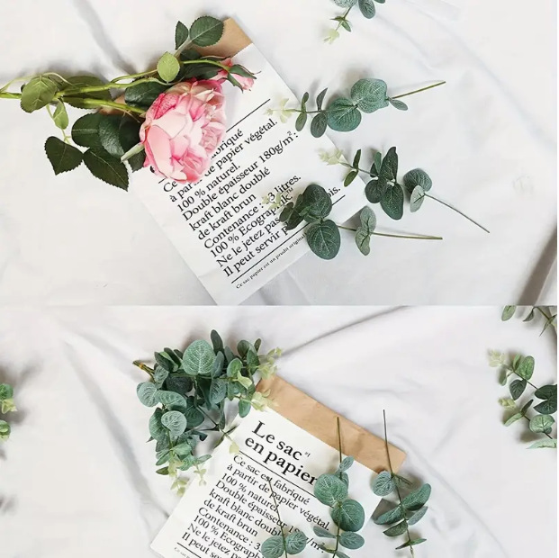 尤加利叶子，婚礼节庆布景，仿真尤加利，节日花束配材插花配件 单支尤加利详情图2