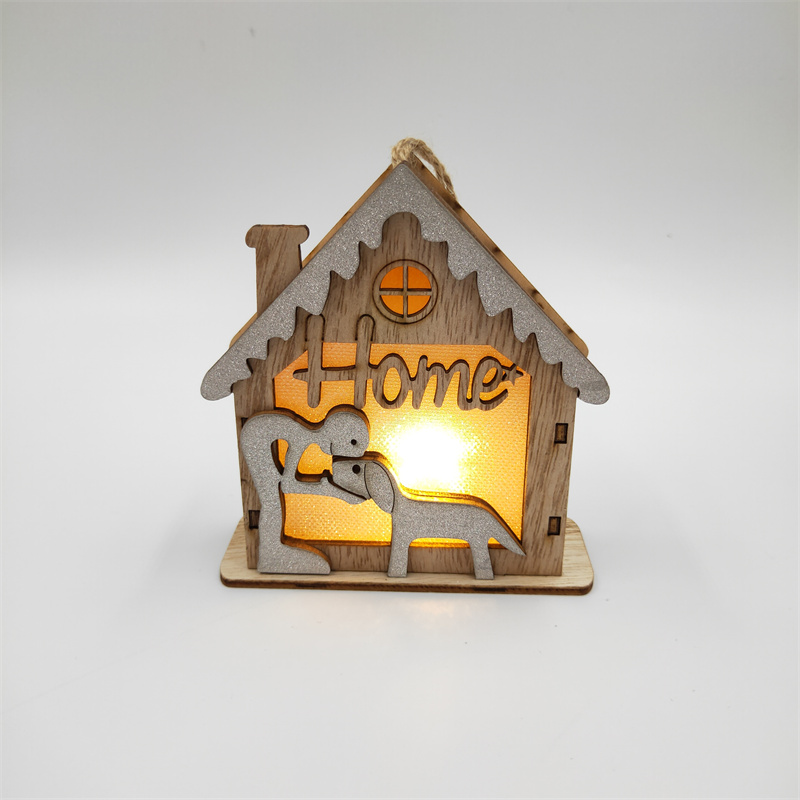 Decoraciones navideñas de madera colgantes luminosos de madera nuevos colgantes navideños recortados LED colgantes decorativos de madera colgantes navideños Item Picture