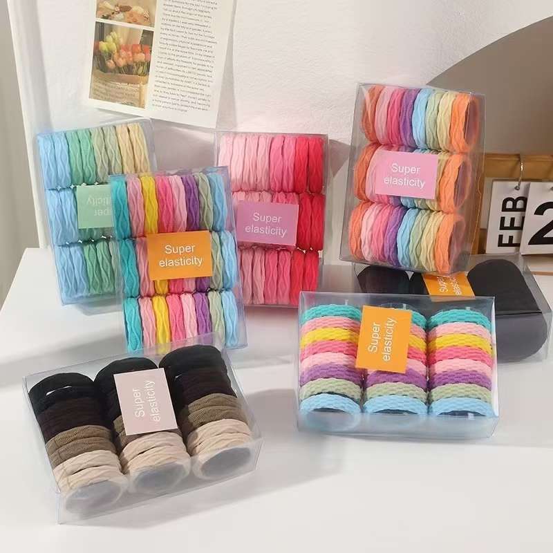 Children's colorful hair bands do not damage hair. High ponytail hair tie. High elasticity and durability. Hair accessory rope. Simple and high-quality hair tie for women Item Picture