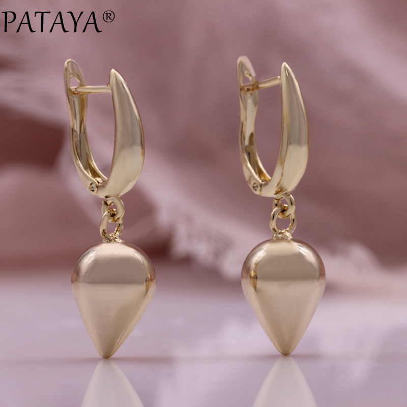 PATAYA's new 585 Russian rose gold electroplated earrings are available for cross-border direct supply from earring factories in Europe and America