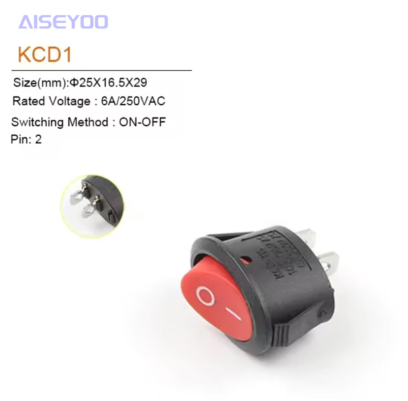 KCD1椭圆按钮二脚二档船型开关三脚三档翘板开关红黑电源开关 三脚带灯开关 翘板开关全系列详情7