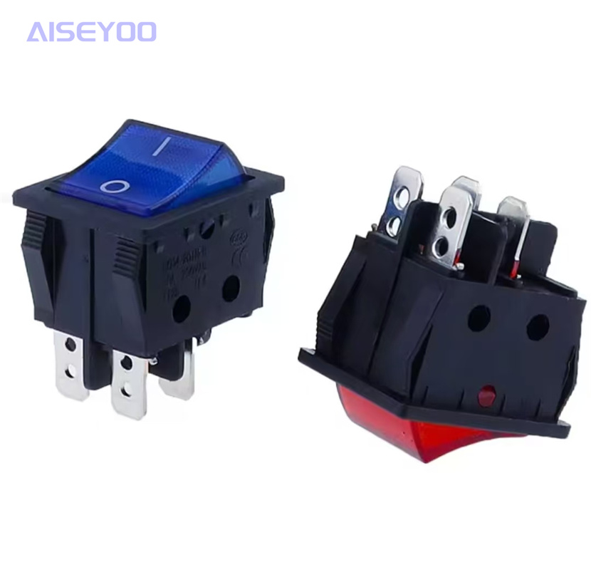 KCD4船型开关大电流40A 250V船型开关KCD4四脚二档六脚二档带灯 大功率电焊机开关麻将机开关 详情6