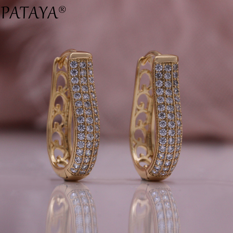 U-shaped earrings are directly supplied by the manufacturer. Russian purple gold jewelry is fashionable and popular. Round earrings for women, rose gold inlaid with zircon. Earrings are directly supplied by the manufacturer for wholesale