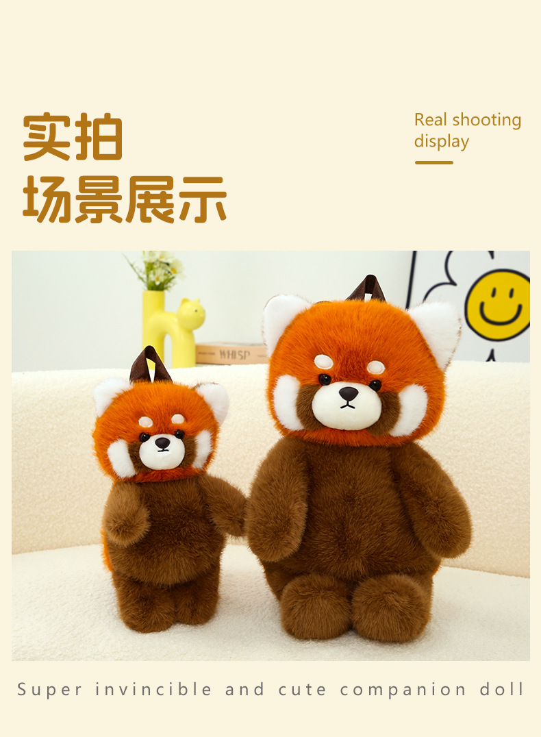 How much love! Little Panda backpack, Little Raccoon plush toy, small pendant, children's and girls' gift, cute backpack Item Picture