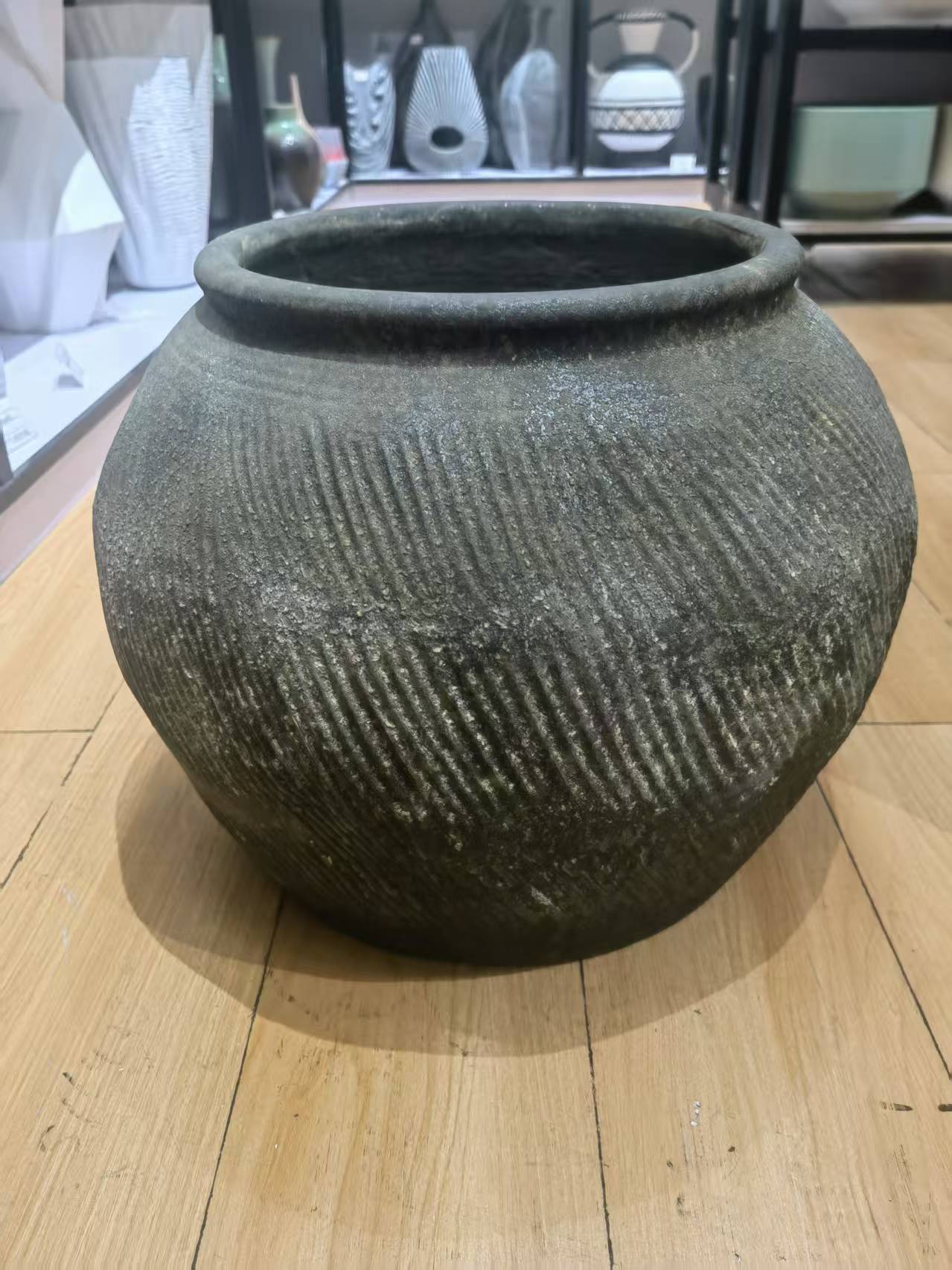 国潮复古风水泥花盆种植物种植多肉园林布置插花镁泥圆形花盆sn-57种菜花盆摆件