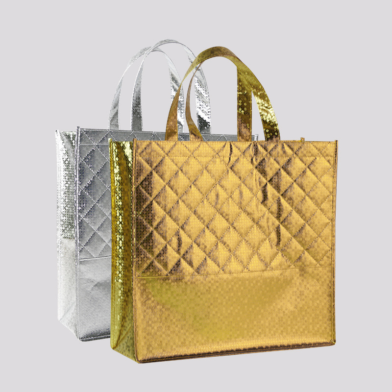 Non-woven fabric bags, non-woven fabric aluminum film bags, diamond-shaped grid spliced non-woven fabric gift bags, non-woven fabric clothing bags, enterprise advertising bags, non-woven fabric handbags, fashionable shopping bags, new styles for exhibitions, manufacturers detail image 8