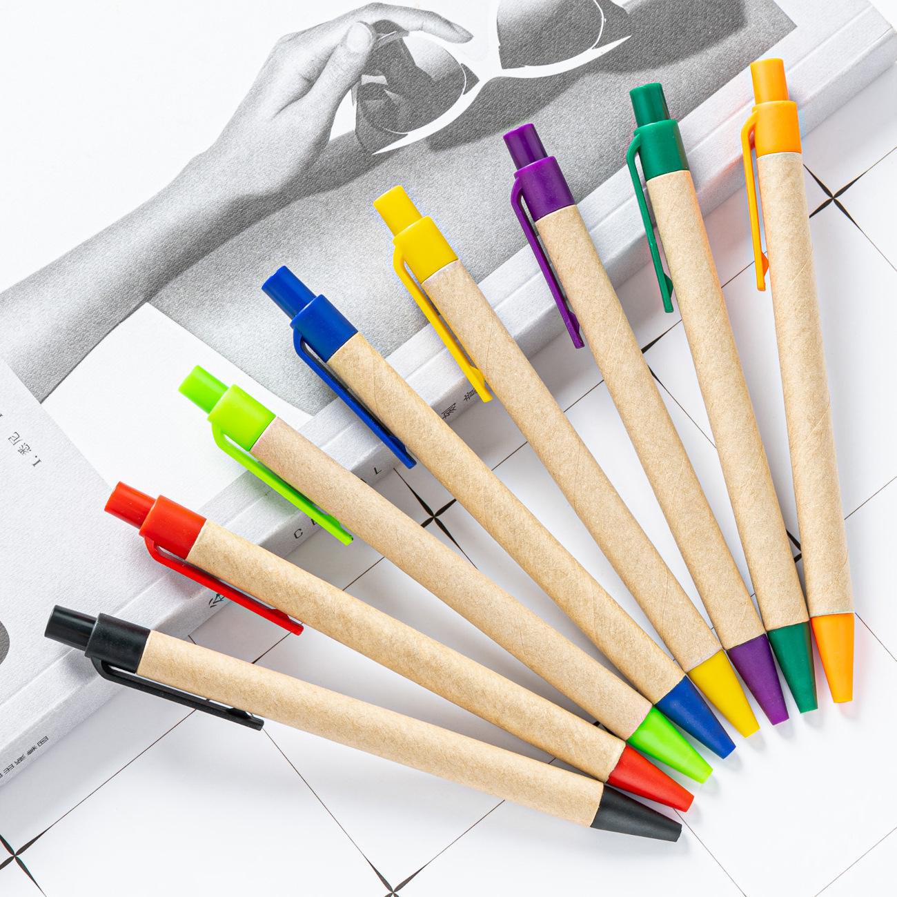 Ballpoint pen Environmental protection kraft paper ballpoint pen Advertising pen can print ballpoint pen full figure