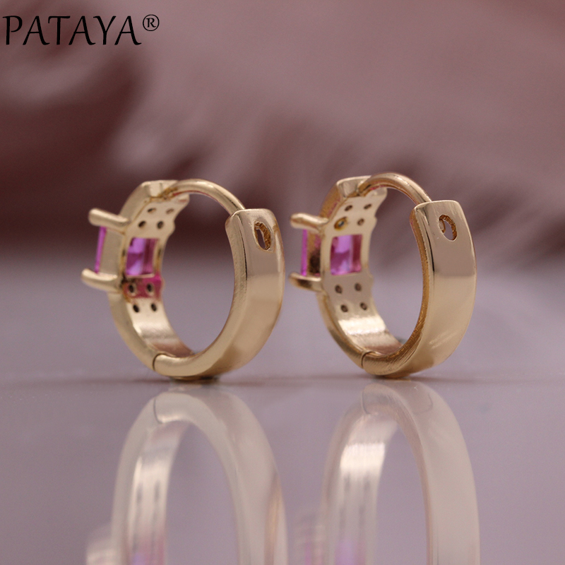 Amazon independent store cross-border direct supply geometric hollowed-out earrings, 585 rose gold left and right side earrings and accessories wholesale Russian purple gold jewelry Application Scenario