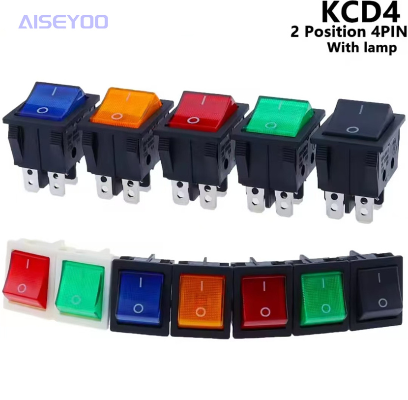 KCD4船型开关大电流40A 250V船型开关KCD4四脚二档六脚二档带灯 大功率电焊机开关麻将机开关 