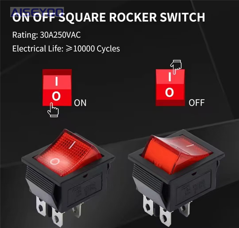 KCD4船型开关大电流40A 250V船型开关KCD4四脚二档六脚二档带灯 大功率电焊机开关麻将机开关 详情5