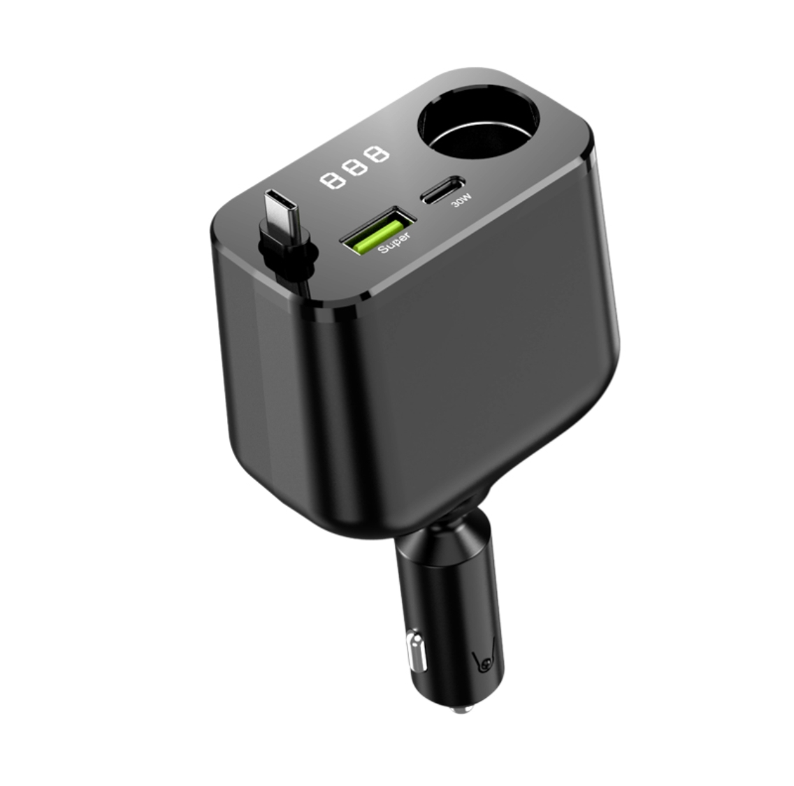 2025 New retractable single-wire car charger, one-to-three cigarette lighter, fast charging interface car charger Item Picture