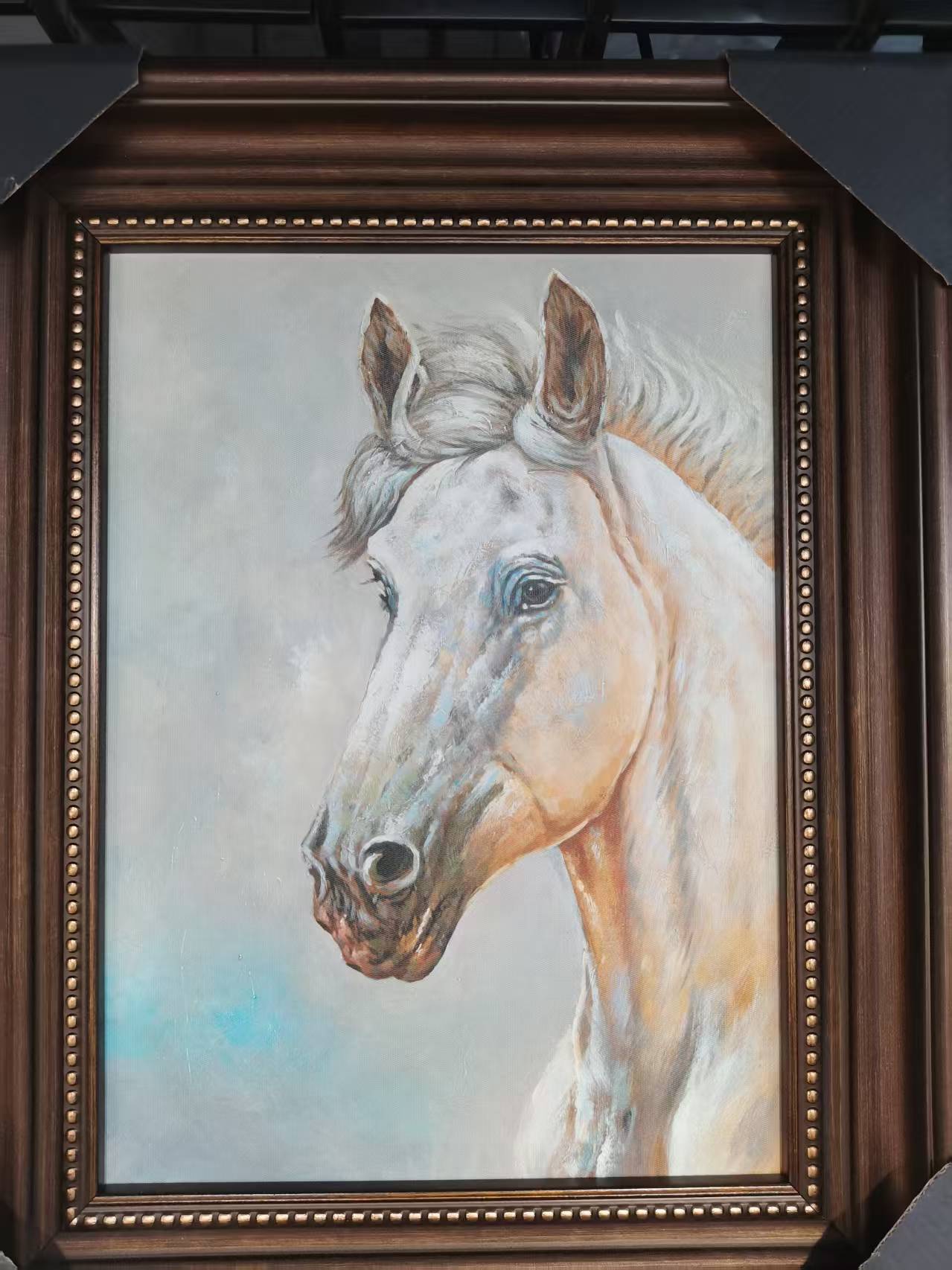 Modern horse decorative painting, mural, rectangular metal entrance wall hanging painting, flower living room background wall, high-end decorative painting Specification image