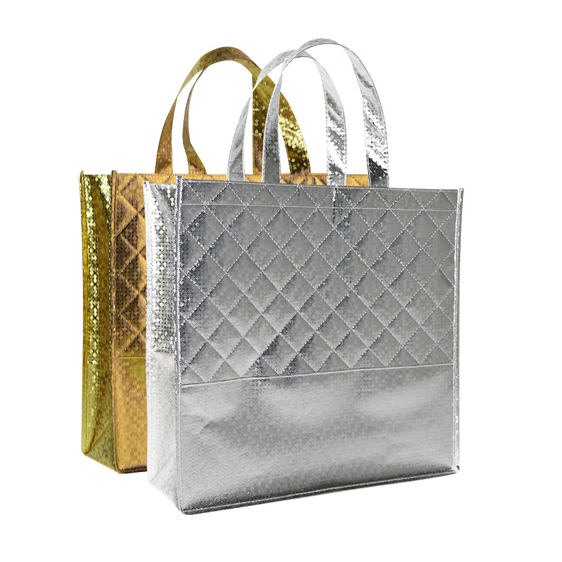 Non-woven fabric bags, non-woven fabric aluminum film bags, diamond-shaped grid spliced non-woven fabric gift bags, non-woven fabric clothing bags, enterprise advertising bags, non-woven fabric handbags, fashionable shopping bags, new styles for exhibitions, manufacturers detail image 7