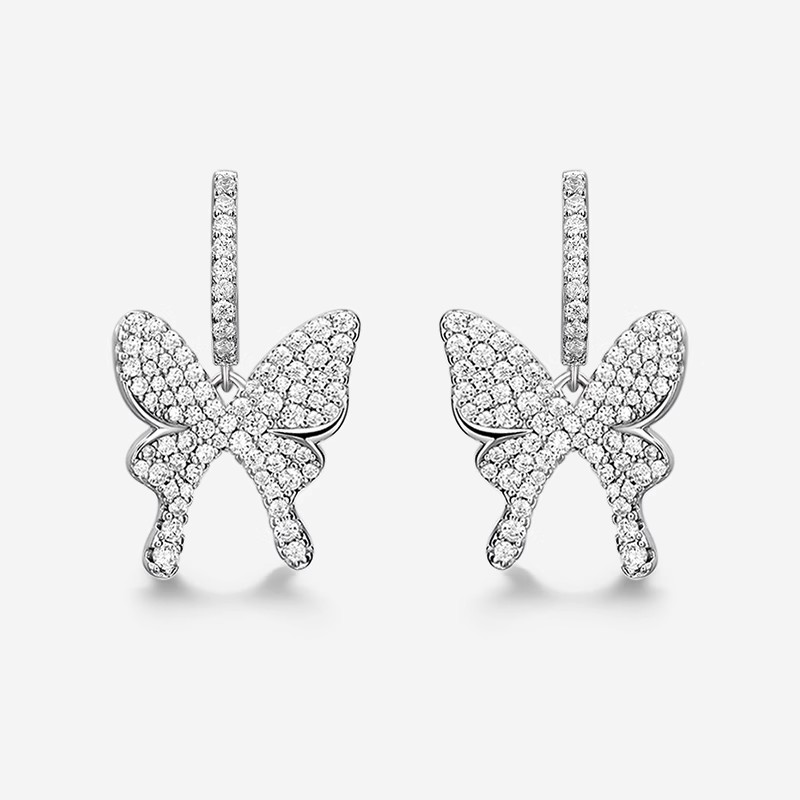 HEFANG Jewelry's sparkling butterfly earrings are a light luxury, elegant and dynamic birthday gift Specification image