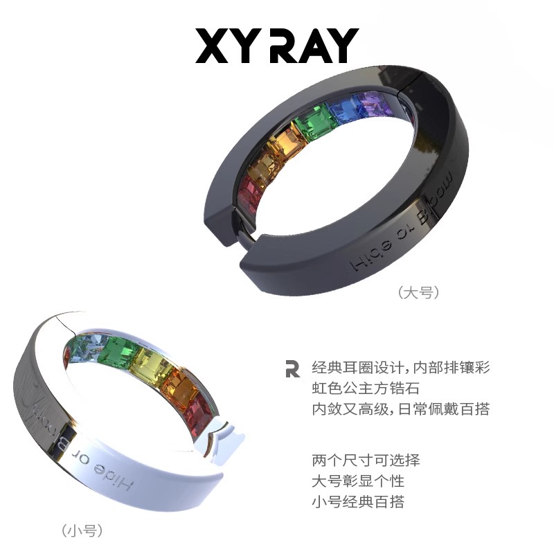 XYRAY耳环圈圈彩虹耳环女2025新款爆款春夏高级感耳钉气质耳饰