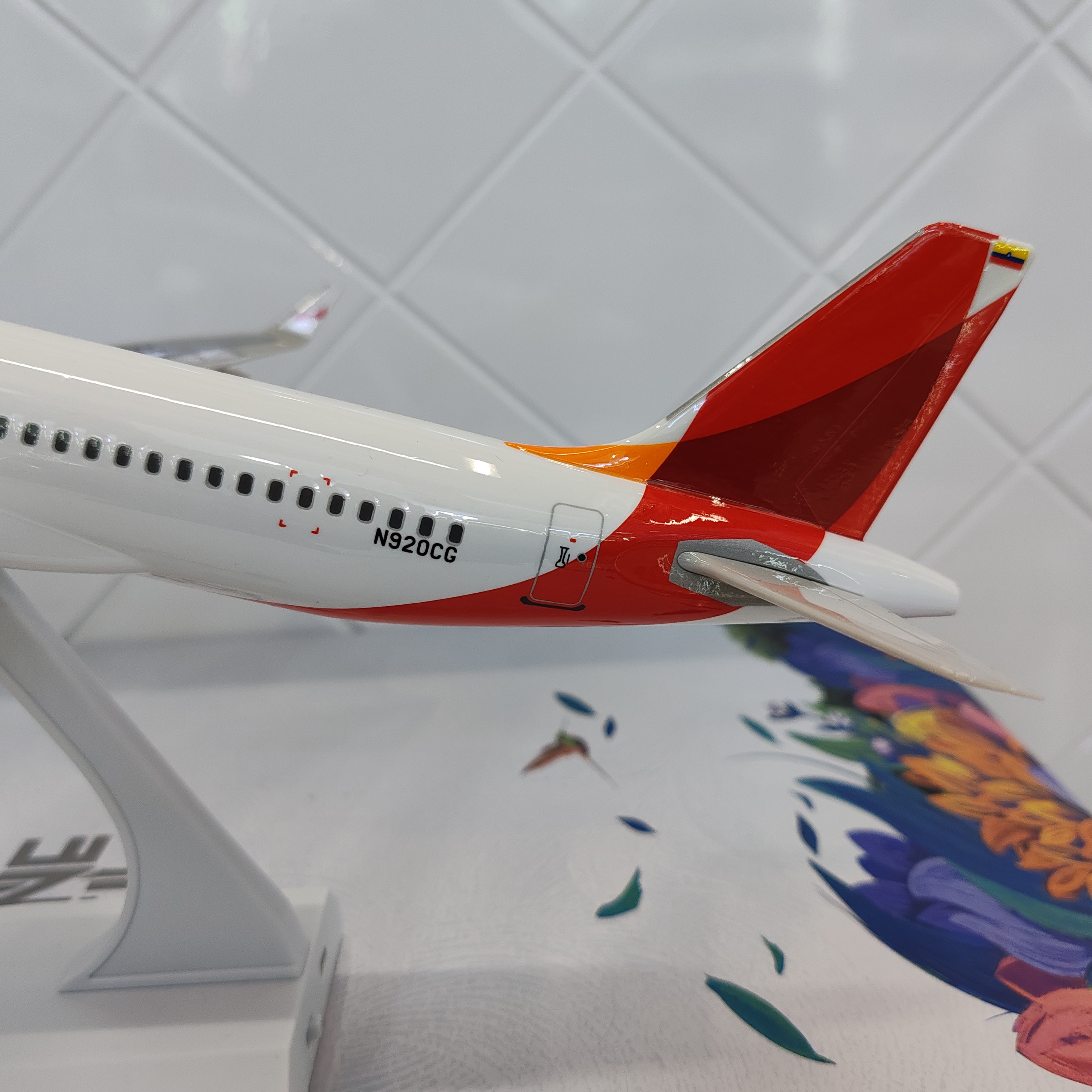 飞机模型(A320哥伦比亚Avianca航空飞机模型)仿真飞机模型 ABS飞机模型 LED声控飞机模型 航空 模型详情6