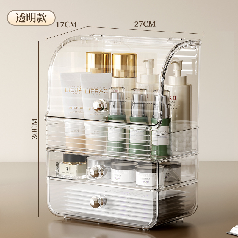 D47-128-2 Cosmetic storage box Desktop high-end dressing table Large capacity dust storage rack Application Scenario
