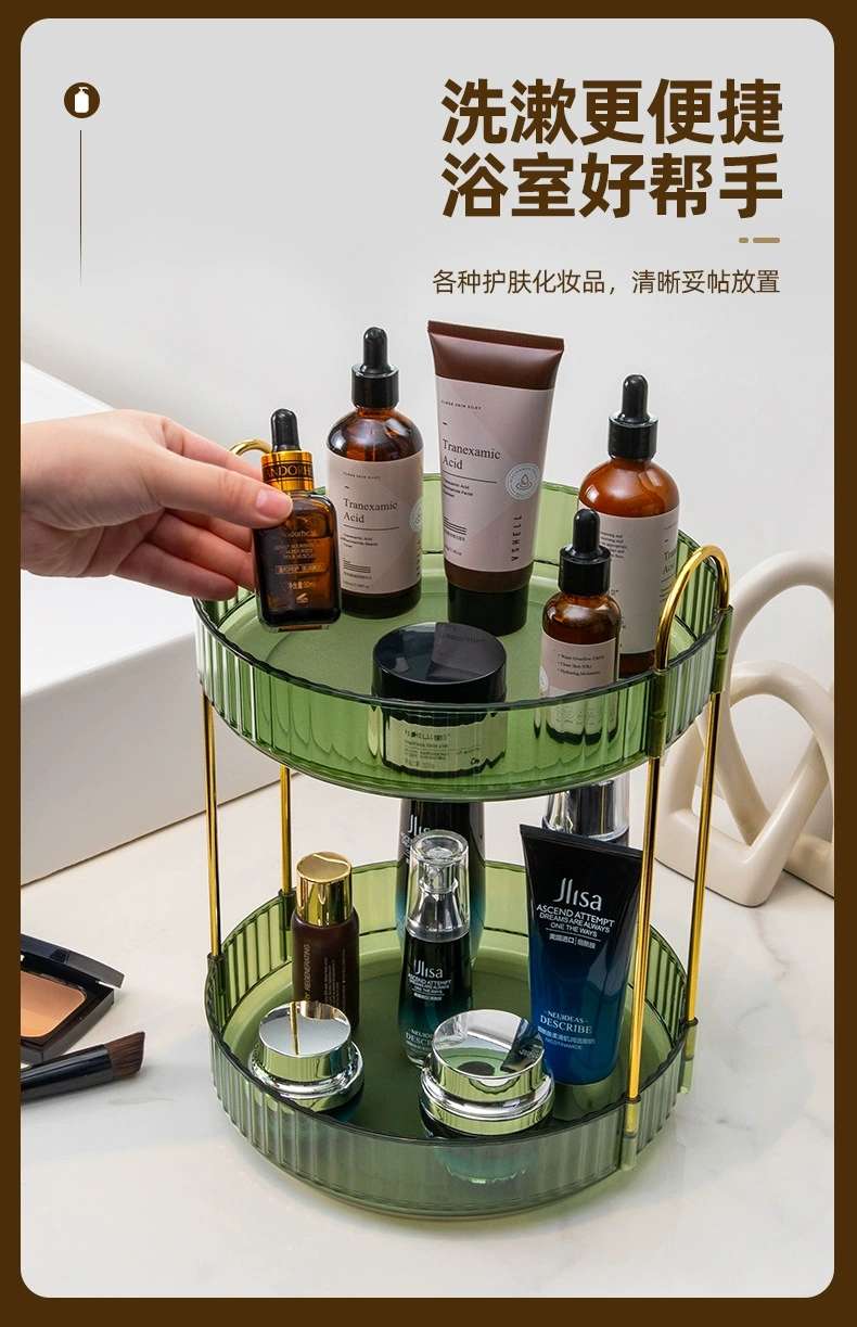 J149-008 Bathroom Storage shelf Punch free bathroom bedroom rotating makeup storage shelf jewelry storage box Application Scenario