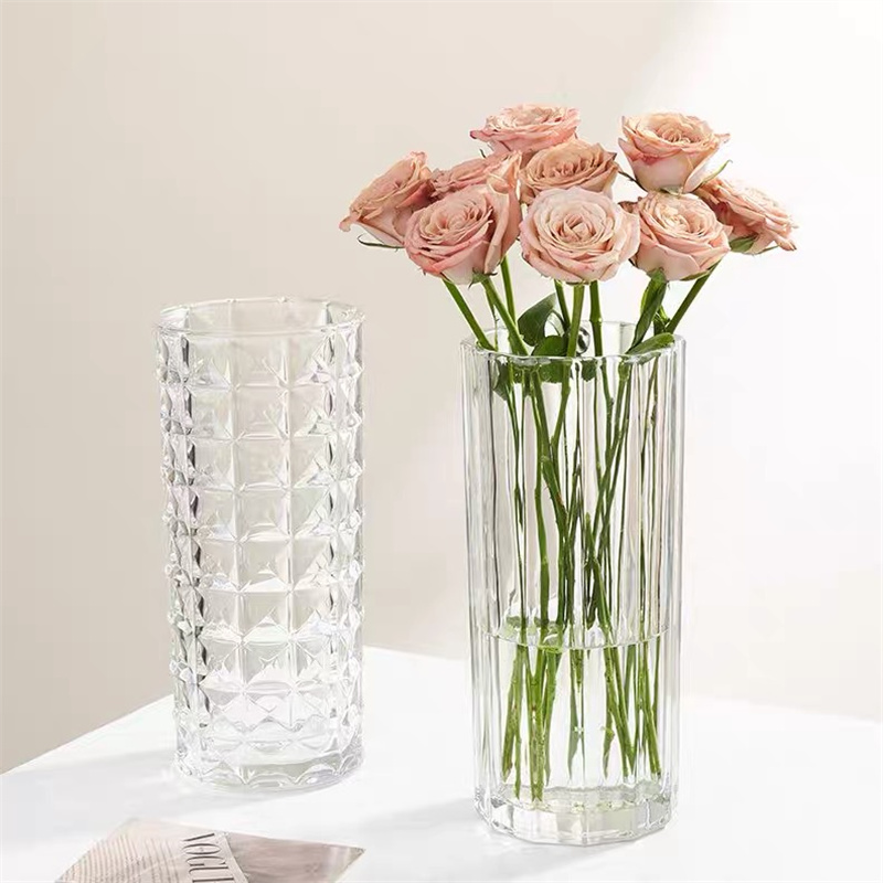 特大号花瓶简约水晶玻璃透明摆件客厅餐桌水养富贵竹干花插花直筒
