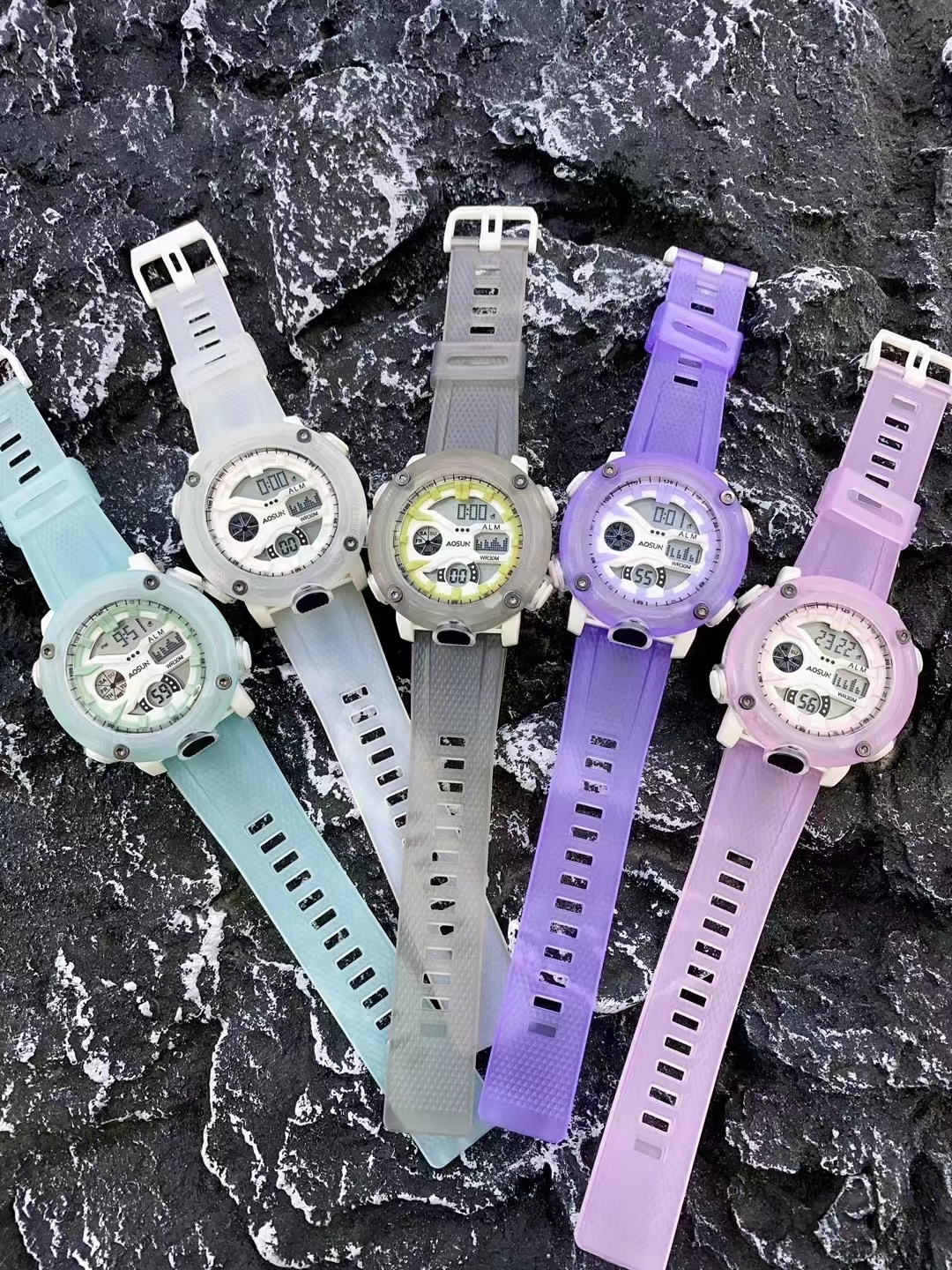 AOUN电子手表女初高中生女运动防水多功能学生手表女款青春校园风