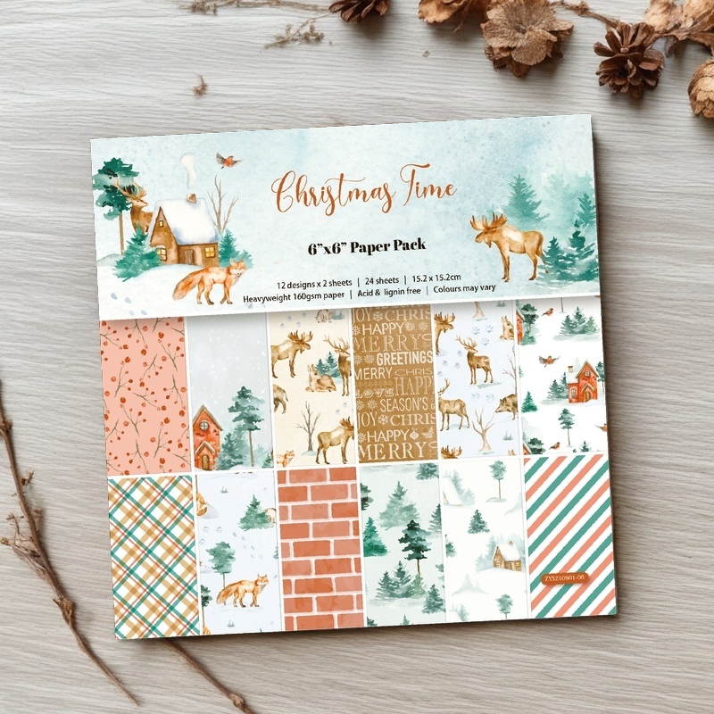 DIY handmade scrapbook planner materials: 6-inch patterned paper background paper, 24 sheets ZYS210901 full figure