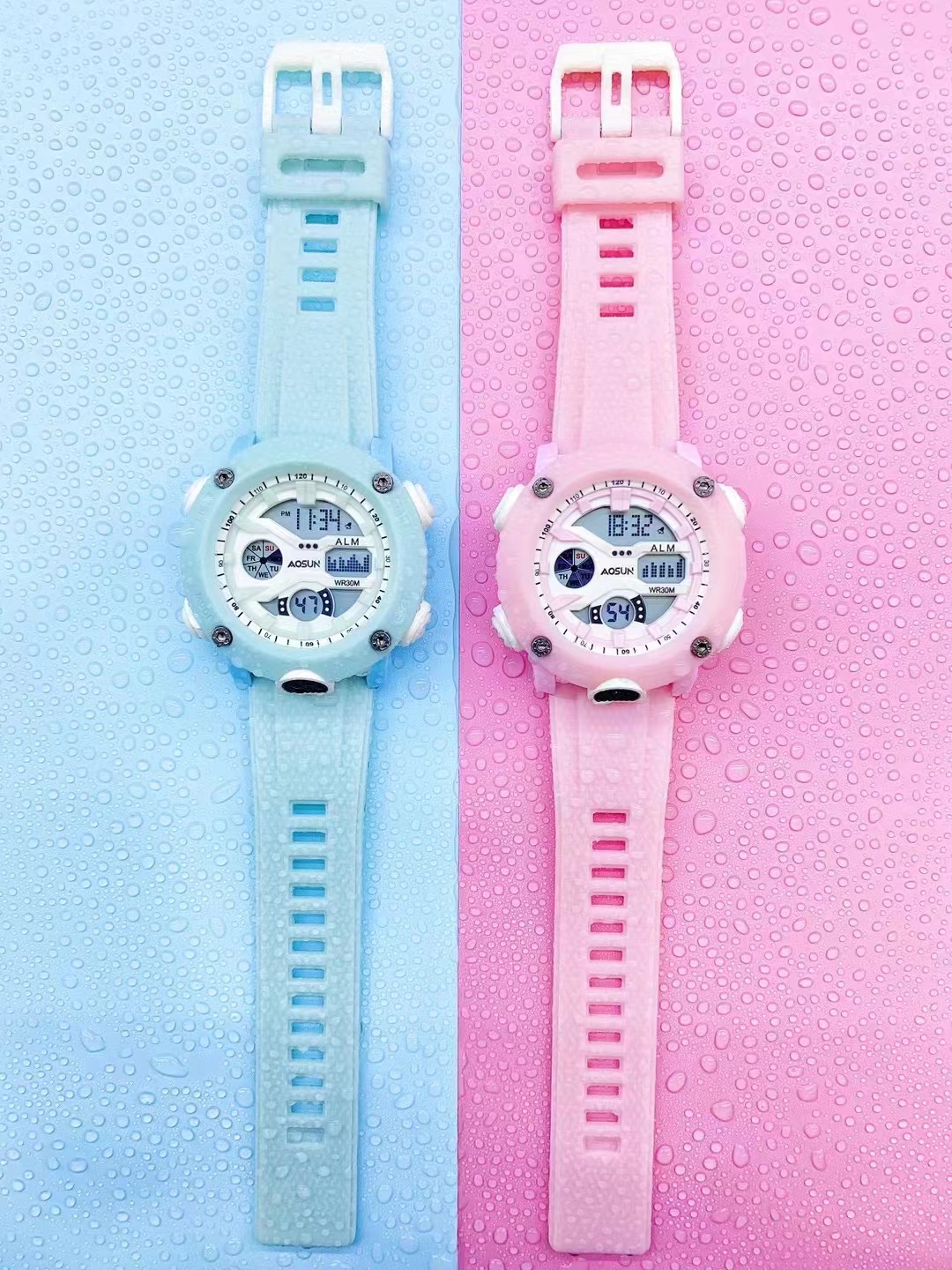 AOSUN electronic watch for girls, junior and senior high school students, waterproof and multi-functional student watch for girls, youthful campus style details Picture
