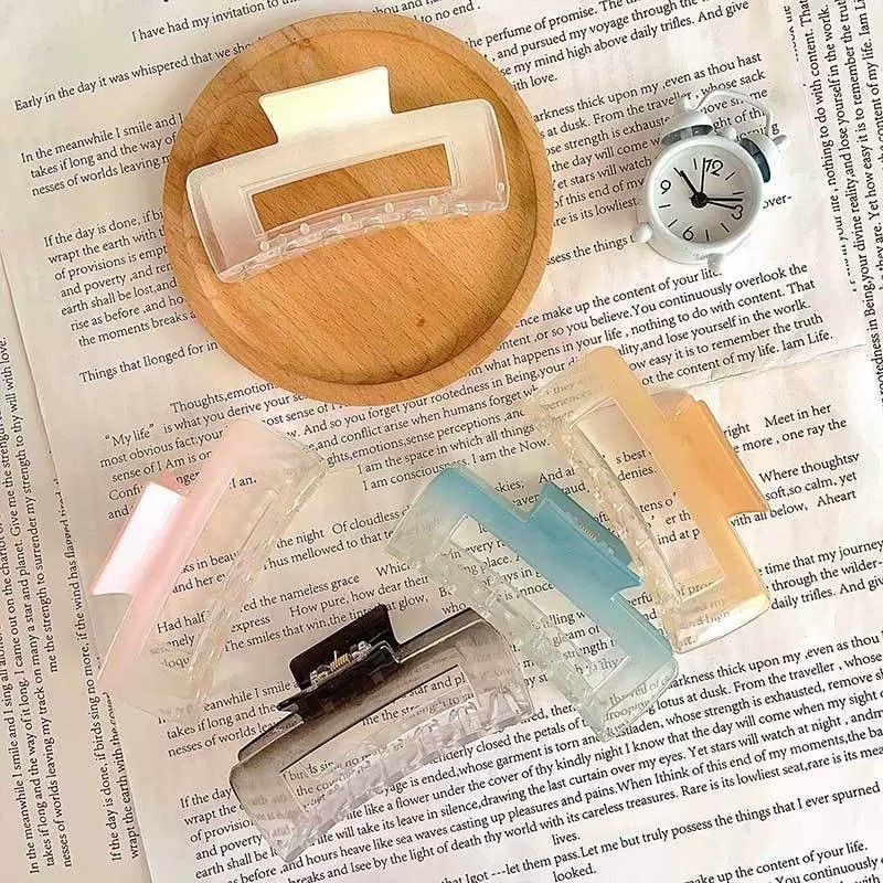 Forest-style shark transparent acrylic high-appearance-level niche square hair clip for women, new durable large-sized 2024 clip detail image 6