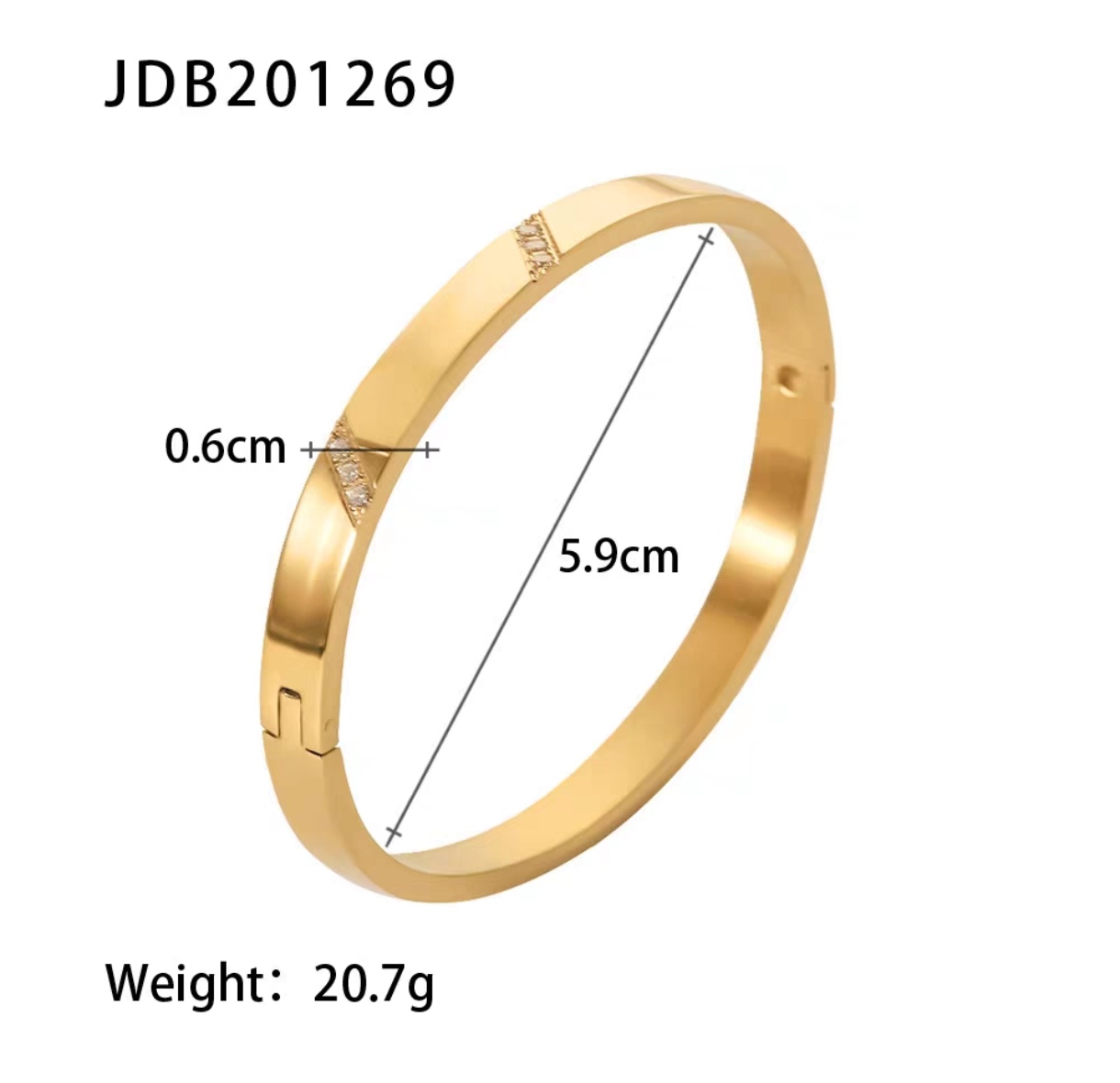 European and American ins retro titanium steel open gold bracelet, non-fading stainless steel bracelet, women's high-end look zircon bracelet detail image 5