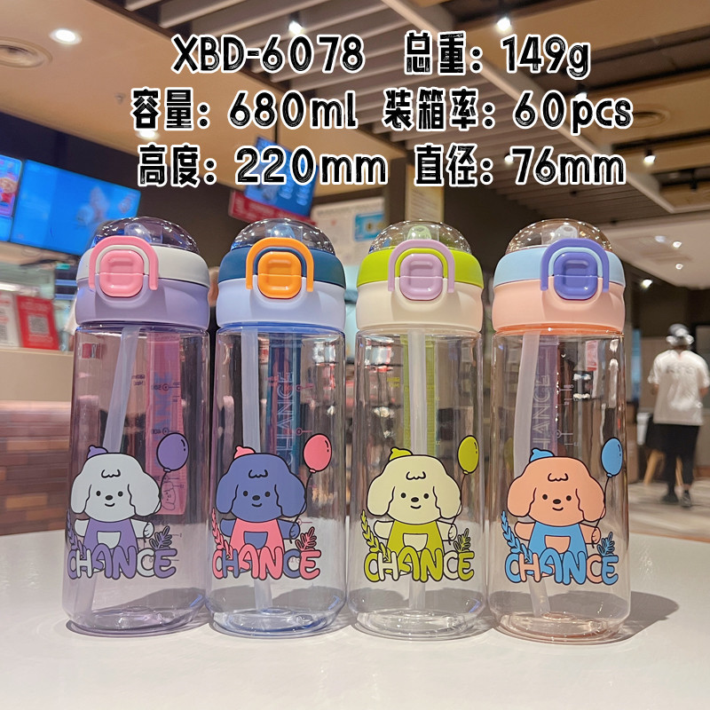 X152-XBD-6078 680ML summer simple plastic cup cartoon dog large capacity cup cute stool full figure