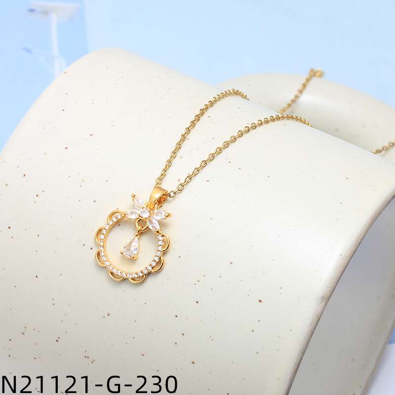 高档项链 天然珍珠链 饰品 项饰 中东铜镶锆石吊坠 珍珠项链 优雅女士首饰 精致礼物详情图4