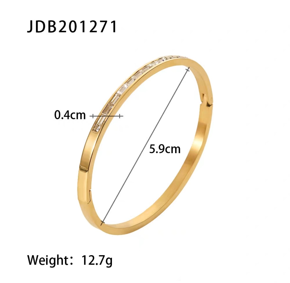 European and American ins retro titanium steel open gold bracelet, non-fading stainless steel bracelet, women's high-end look zircon bracelet detail image 6