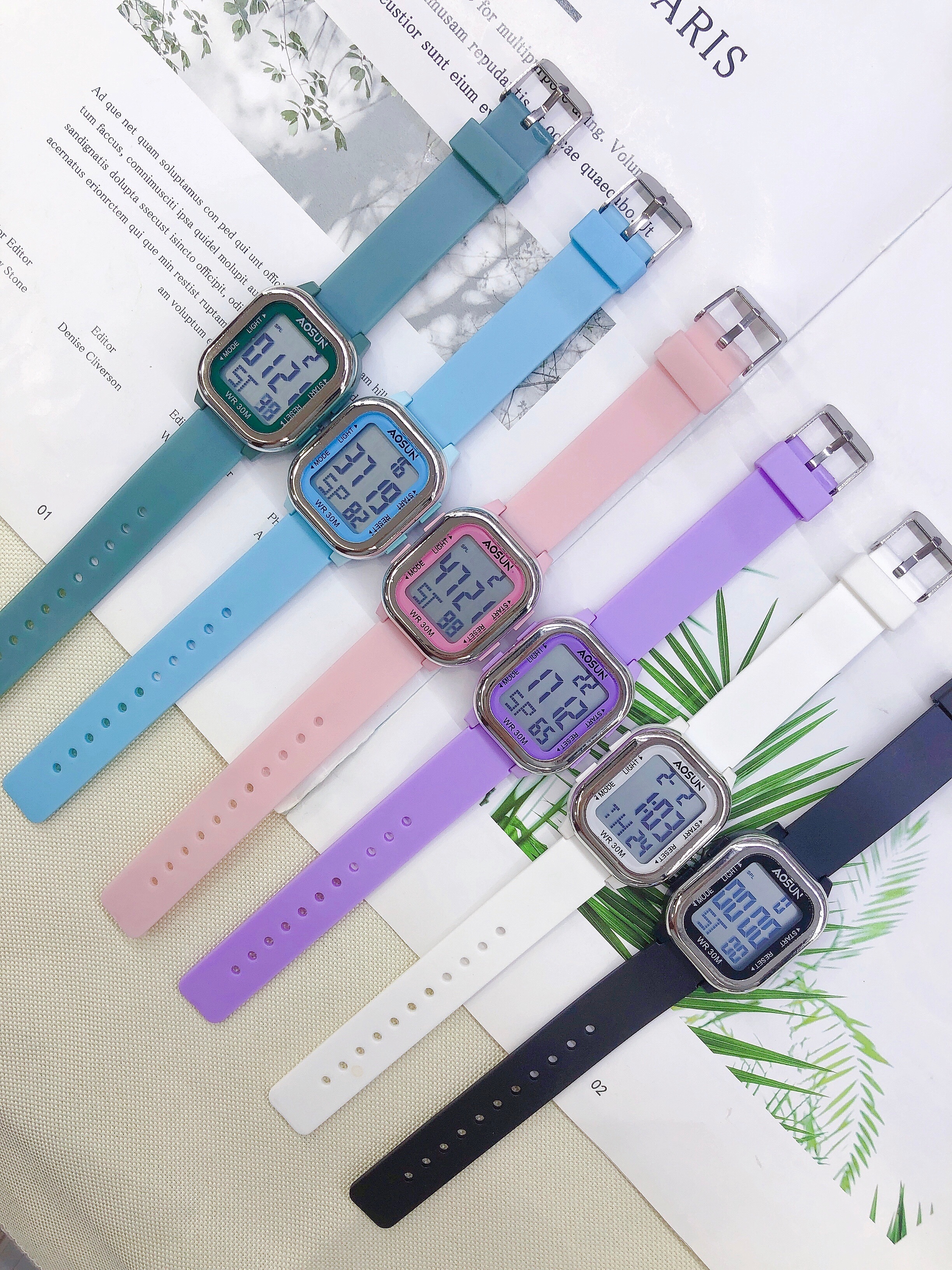 AOSUN electronic Watch Men's student Watch Sports multi-functional anti-drop luminous alarm clock Children, junior high school students, senior high school Trend 1812 details Picture