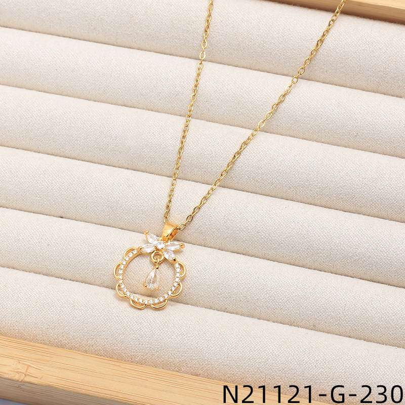 高档项链 天然珍珠链 饰品 项饰 中东铜镶锆石吊坠 珍珠项链 优雅女士首饰 精致礼物详情图3