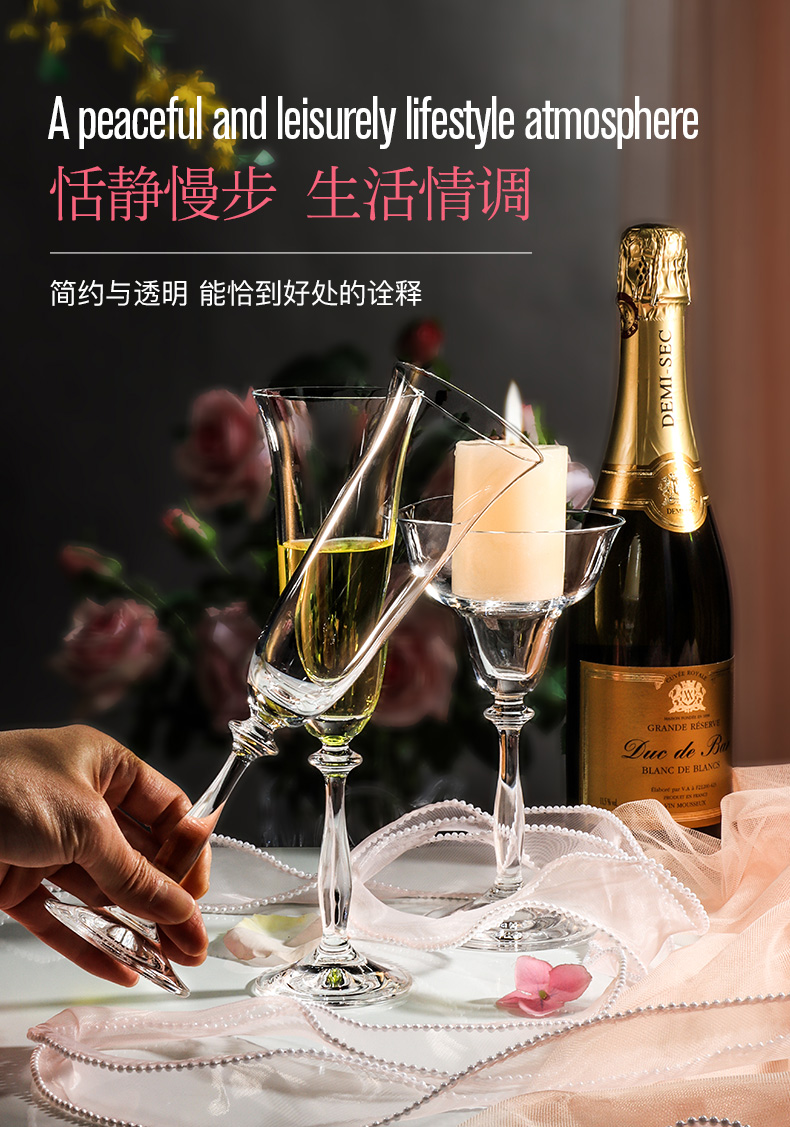 Crystalex Czech imported lead-free crystal wine glasses, red wine glasses, goblets, champagne glasses, gift box, three-piece set, home essentials, life artworks pic 8