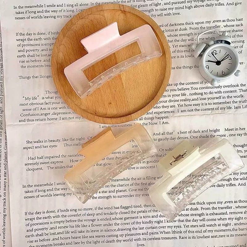 Forest-style shark transparent acrylic high-appearance-level niche square hair clip for women, new durable large-sized 2024 clip Specification image