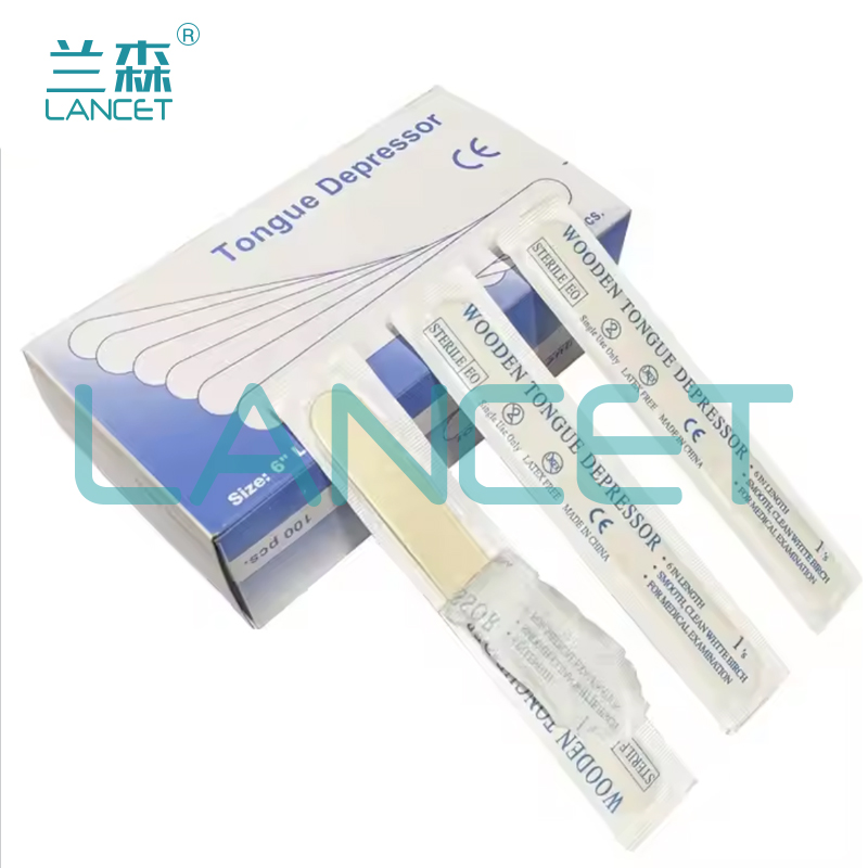 Médico depresor de lengua clínica de enfermería desechable externo de madera buccal paquete único examen paquete independiente pic 1